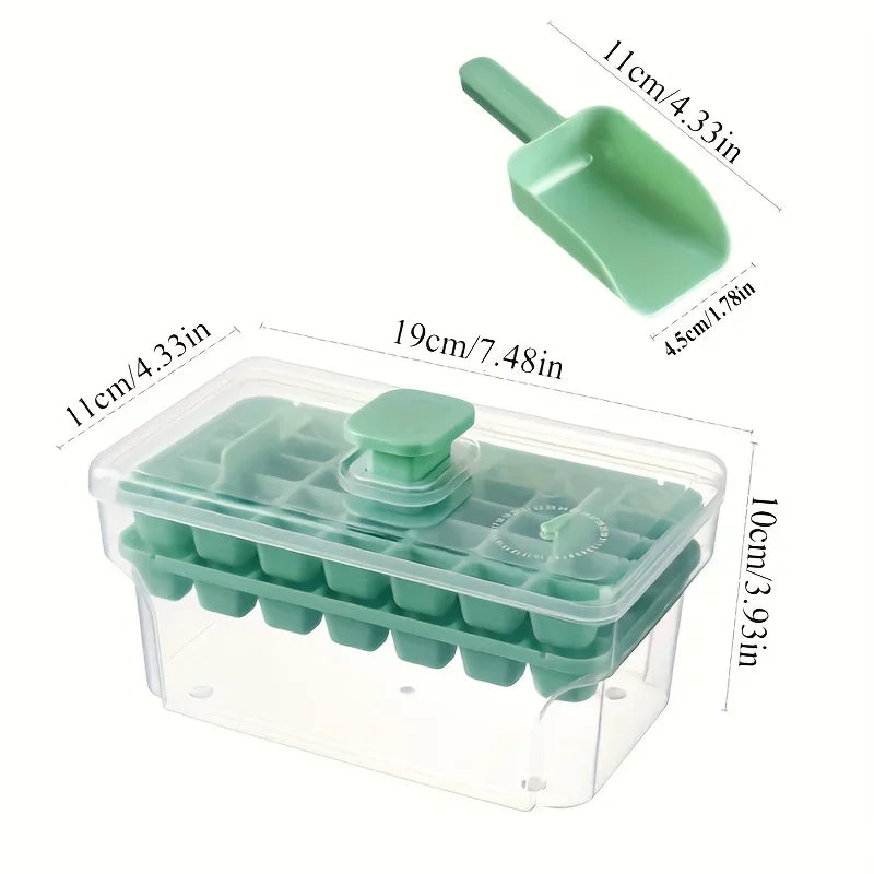 68-Cube Press-to-Release Ice Tray with Lid & Storage Bin
