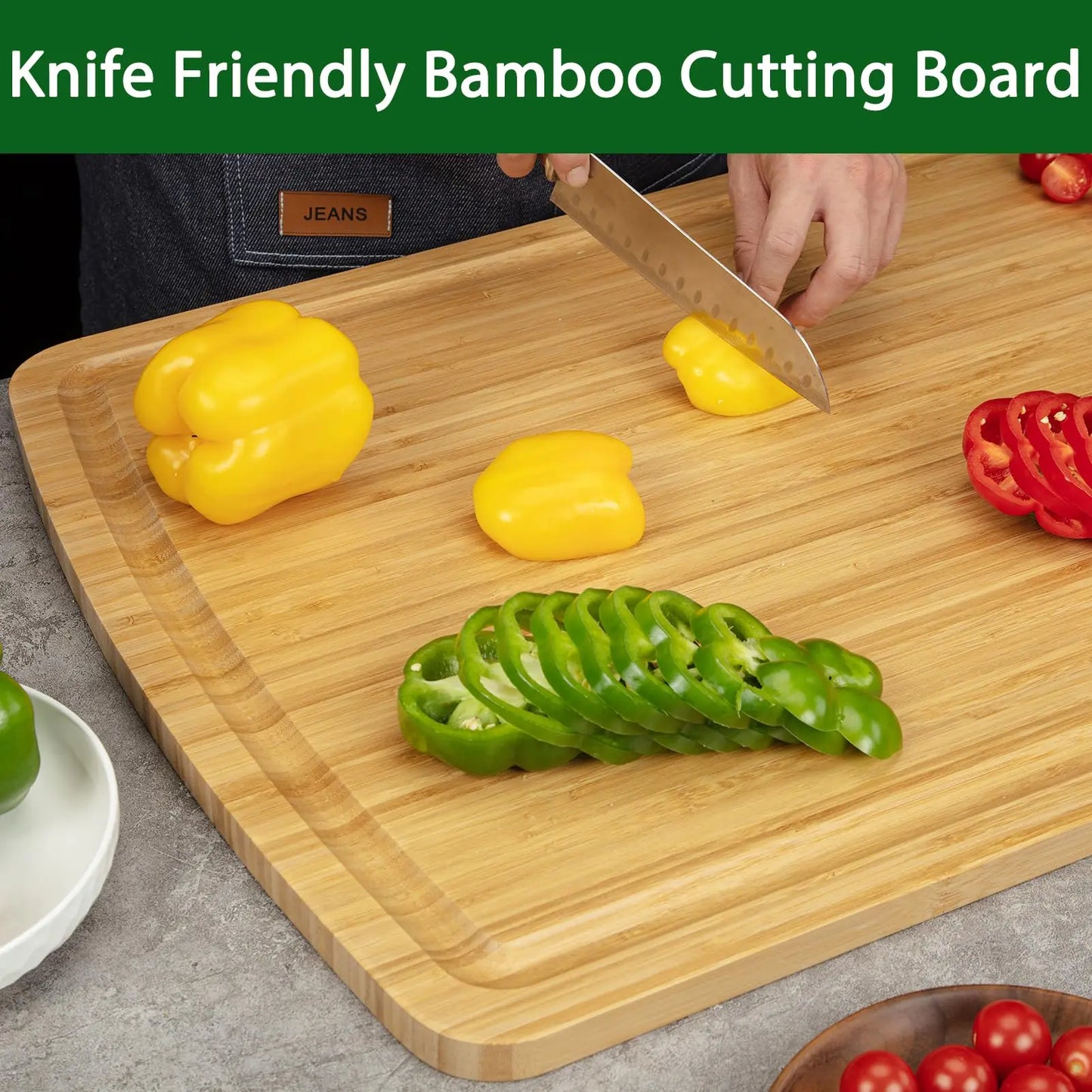Extra-Large Bamboo Cutting & Charcuterie Board with Juice Groove – 30" × 20"