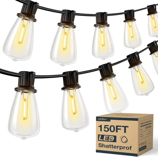 Outdoor LED String Lights – 50FT, 100FT or 150FT Waterproof Shatterproof Patio Lights