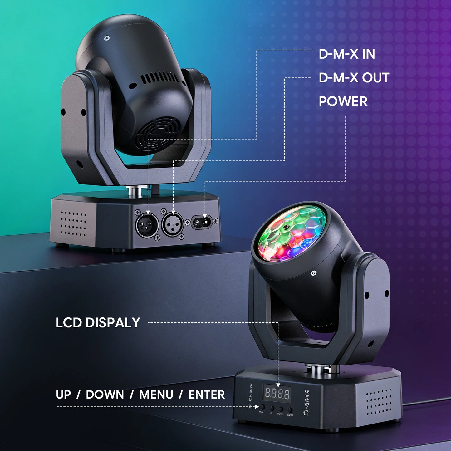 4-Pack Mini Moving Head DJ Party Lights – 30W Magic Ball Beam & Pattern Effects with Remote
