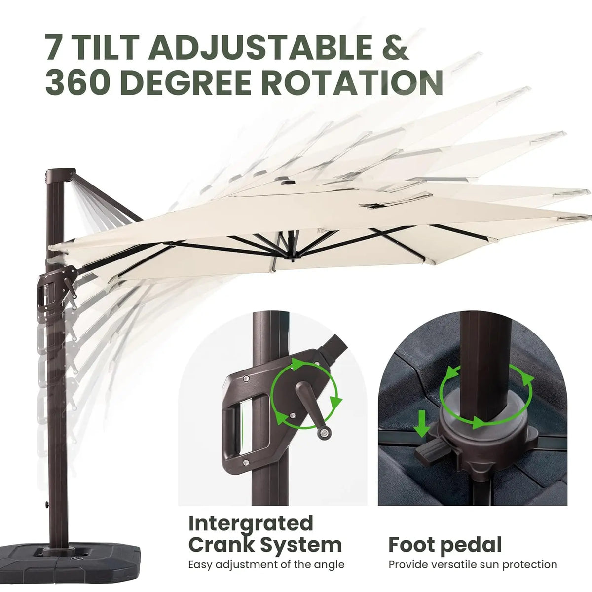 9 × 12FT Rectangular Cantilever Patio Umbrella with Base – Large Offset Outdoor Umbrella
