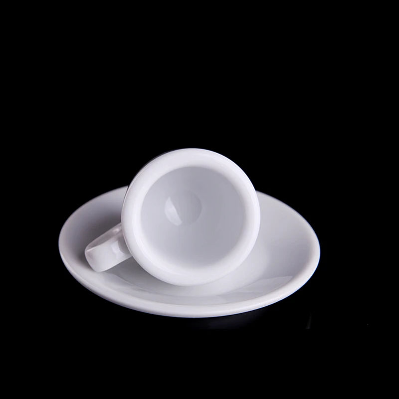 Professional Italian-Style White Porcelain Espresso Cup & Saucer 1.9 oz (55mL)