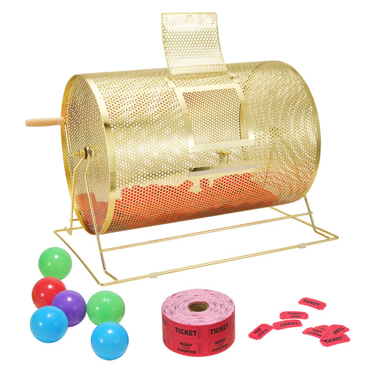 Large Raffle Drum – Brass-Plated Spinning Ticket Cage for Raffles, Fundraisers & Party Games