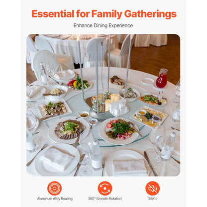 20in Glass Lazy Susan Turntable – 360° Rotating Dining Table Server