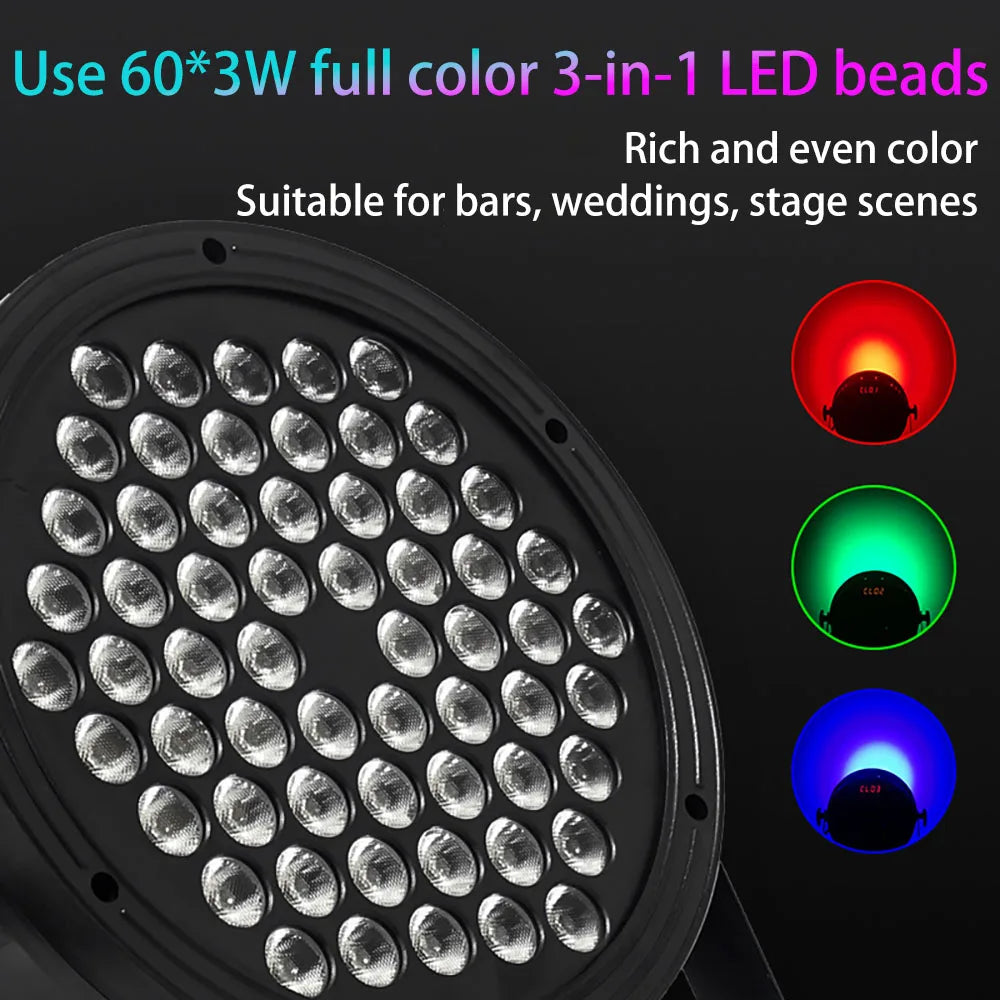 60-LED RGB PAR Stage Lights, Set of 8 – DMX512 & Sound-Activated Party Lighting