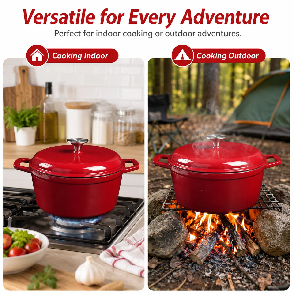 4.75 Qt Enameled Cast Iron Dutch Oven with Lid – Oven & Induction Safe for Bread, Braising & Stewing