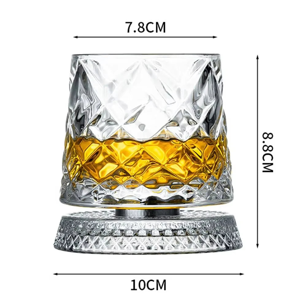 2-Piece 360° Rotating Whiskey Glass Set with Glass Bases