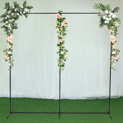Heavy-Duty Rectangular Metal Backdrop Stand – 7.5 ft Black Event Frame for Balloons, Florals & Draping