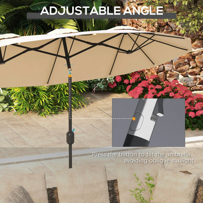 9.7FT Double-Sided Patio Umbrella with Tilt & Crank – Brown