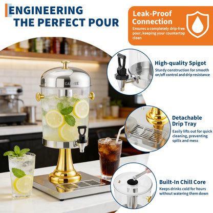 Commercial Stainless Steel Beverage Dispenser with Ice Core & Stand – 2.2 or 4.4 Gallon