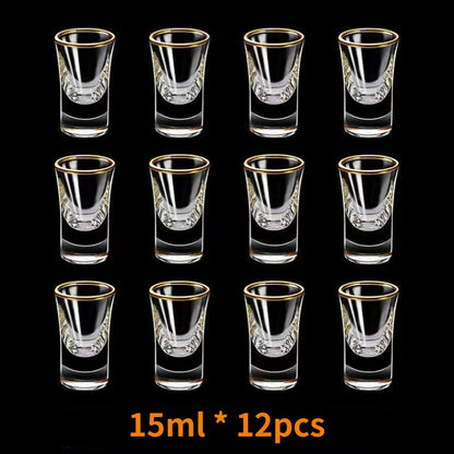 12-Piece Gold-Rimmed Mini Shot Glass Set – 15ml