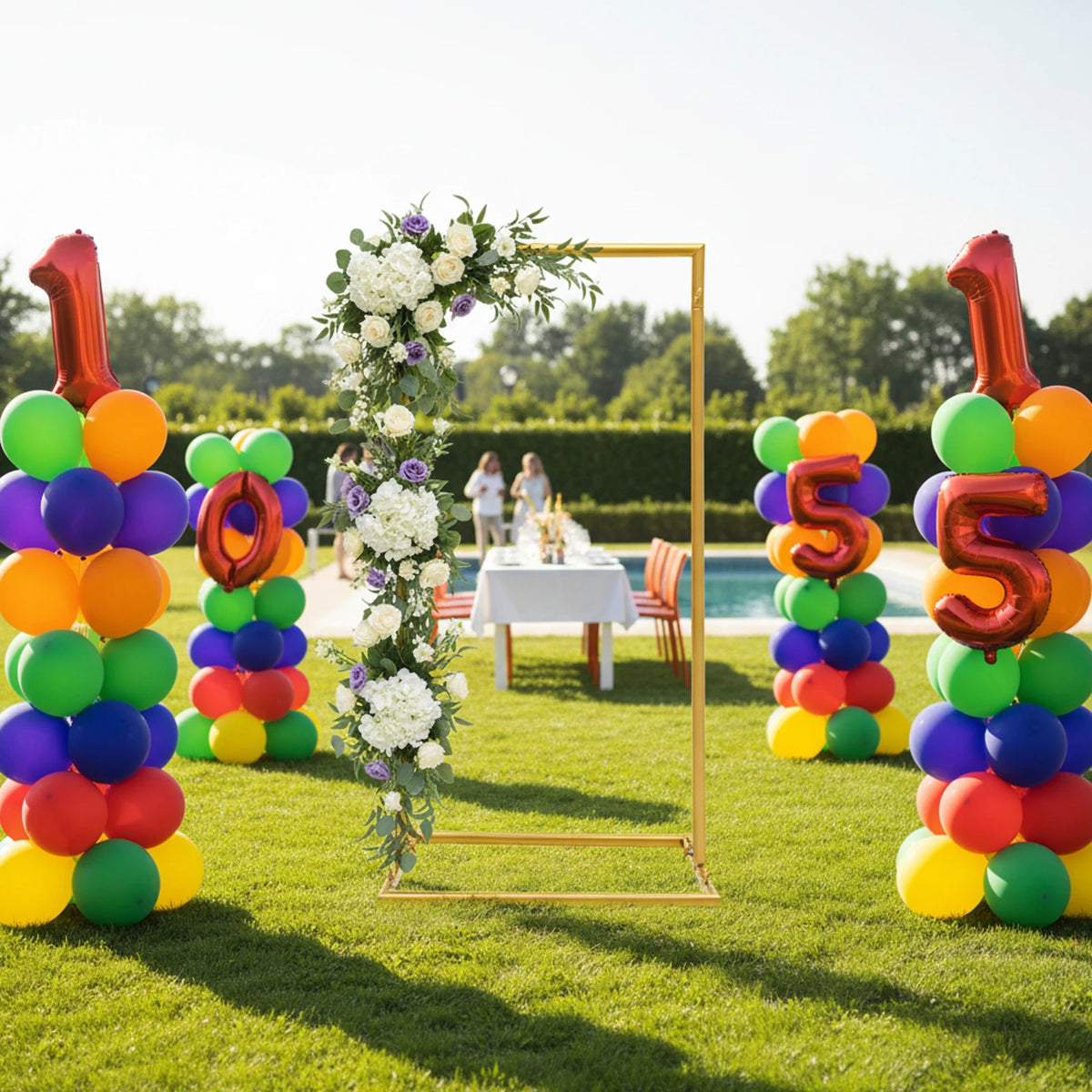 1 Meter Gold Metal Pedestal Arch Stand – Floral, Balloon & Event Display Frame