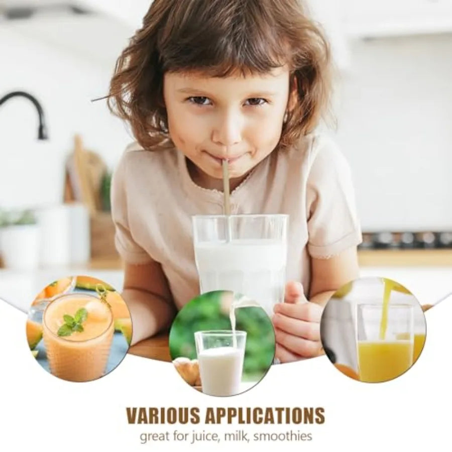 Natural Brown Sugarcane Drinking Straws – Disposable Straws for Cocktails, Coffee & Cold Drinks