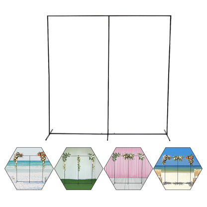 Heavy-Duty Rectangular Metal Backdrop Stand – 7.5 ft Black Event Frame for Balloons, Florals & Draping