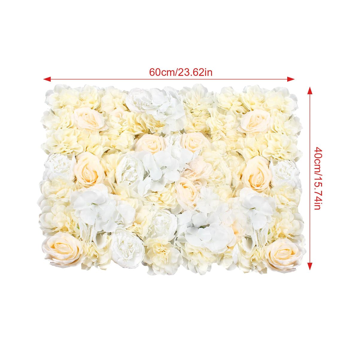 6-Piece Artificial Flower Wall Panel Set – Pale Yellow & White Hydrangea Rose Floral Backdrop