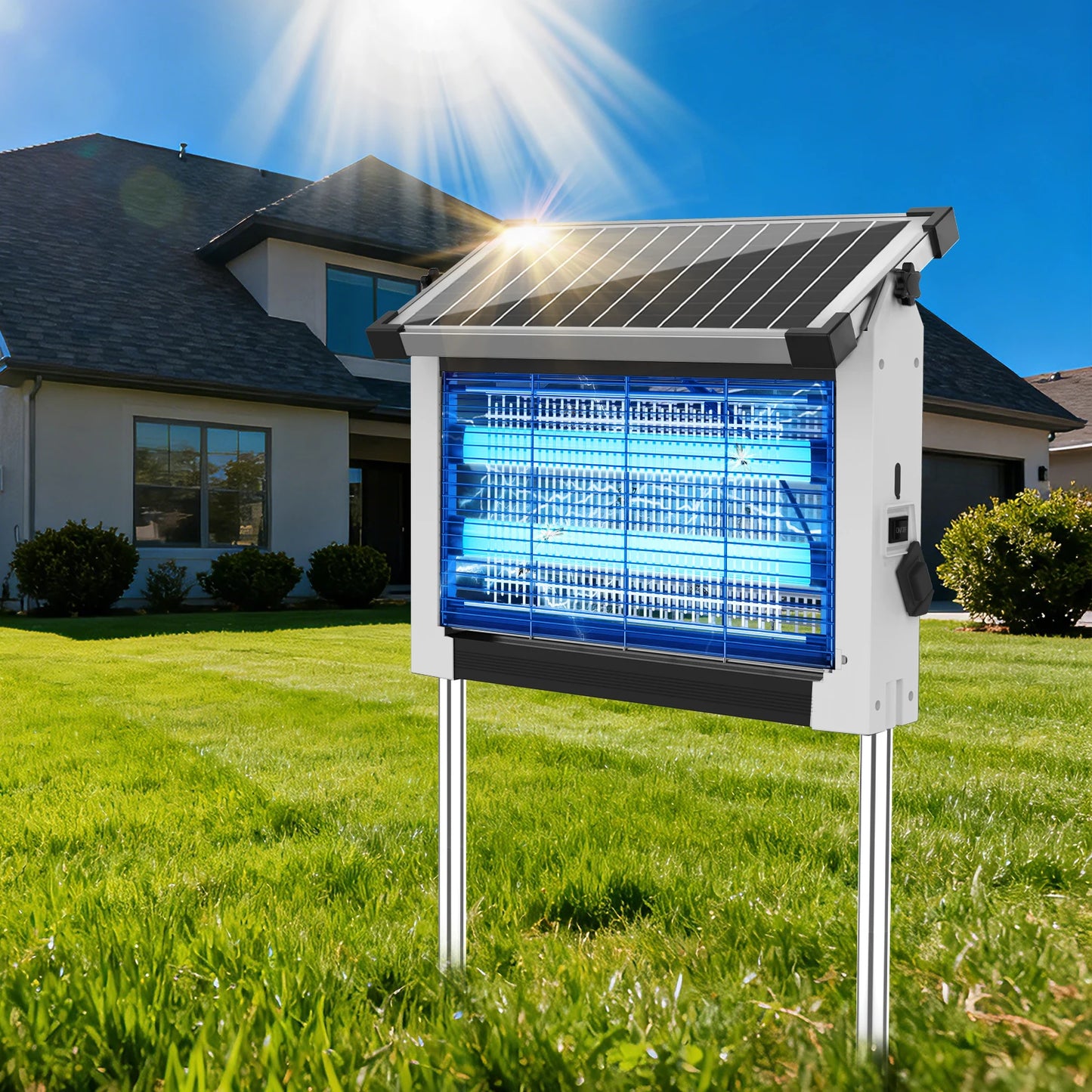 Solar Outdoor Bug Zapper – 4500V Mosquito & Flying Insect Control, Up to 2,100 Sq. Ft.