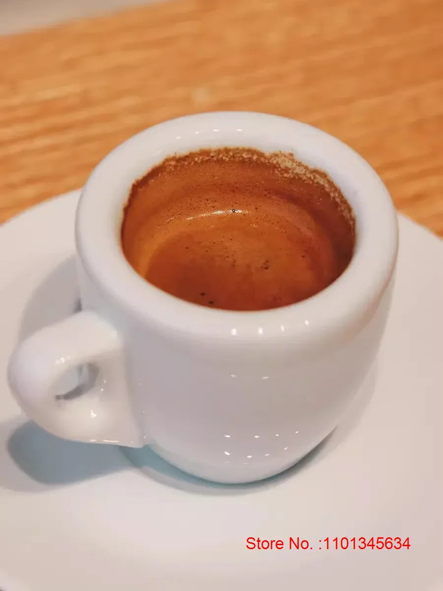 Professional Italian-Style White Porcelain Espresso Cup & Saucer 1.9 oz (55mL)