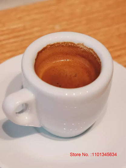 Professional Italian-Style White Porcelain Espresso Cup & Saucer 1.9 oz (55mL)
