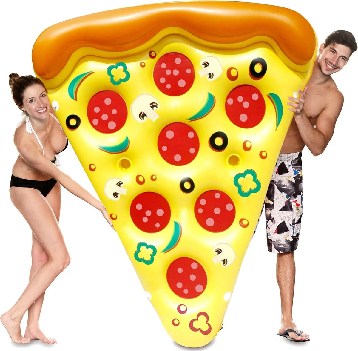 Giant Pizza Slice Inflatable Pool Float – 70.5" Pool Raft with Cup Holders & Connectors
