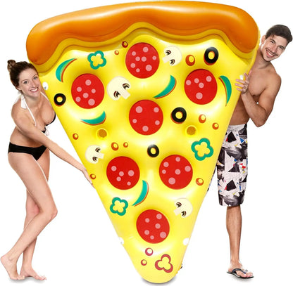 Giant Pizza Slice Inflatable Pool Float – 70.5" Pool Raft with Cup Holders & Connectors