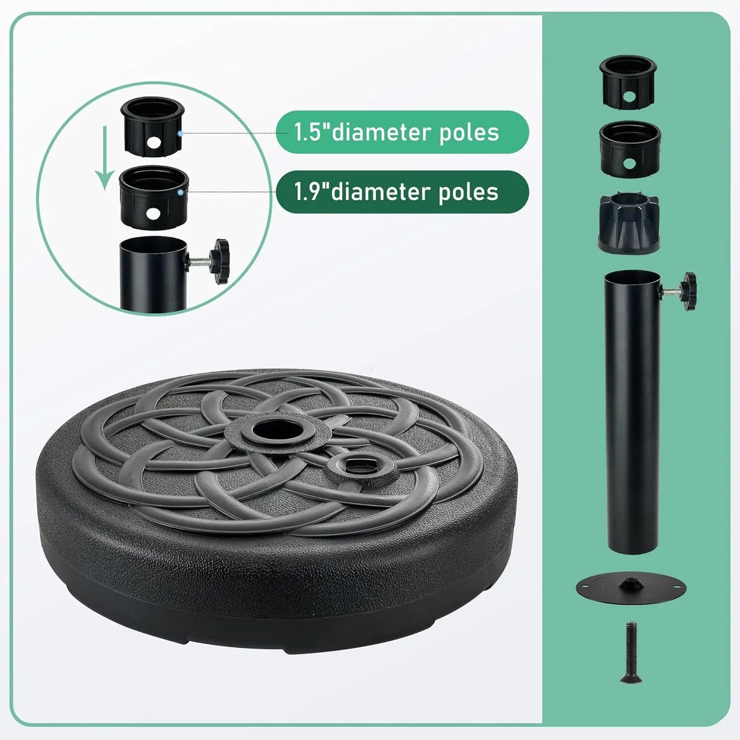 112LB Fillable Patio Umbrella Base – 22" Heavy-Duty Outdoor Umbrella Stand