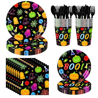 351-Piece Halloween Disposable Tableware Set – Serves 50