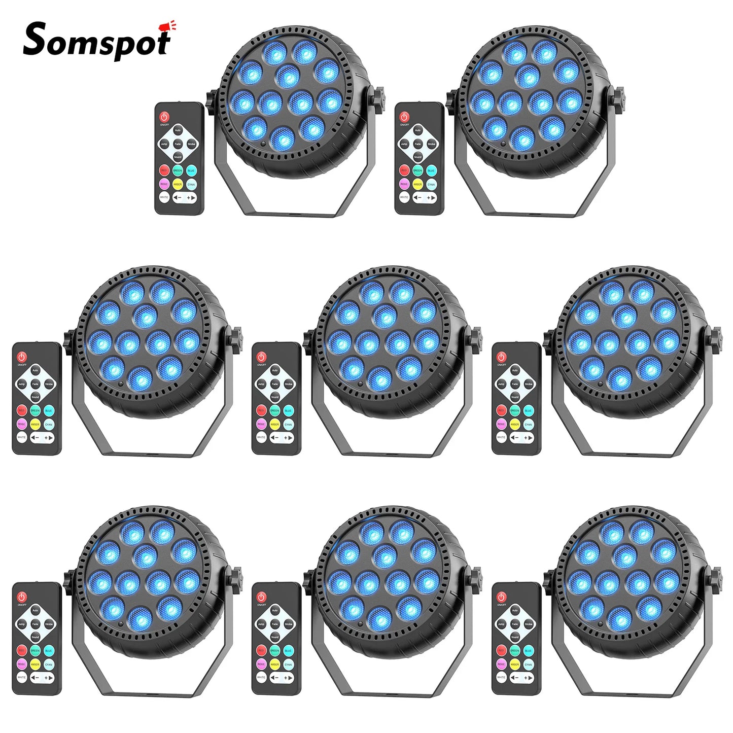 Somspot Rechargeable RGB Mini PAR Lights – Remote & Sound-Activated Party Lighting, 4 or 8 Pack