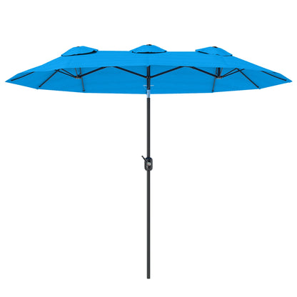 9.4FT Double-Sided Patio Umbrella with Tilt & Crank – Cyan Blue