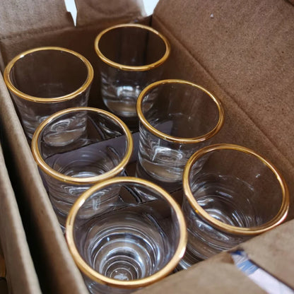 12-Piece Gold-Rimmed Mini Shot Glass Set – 15ml