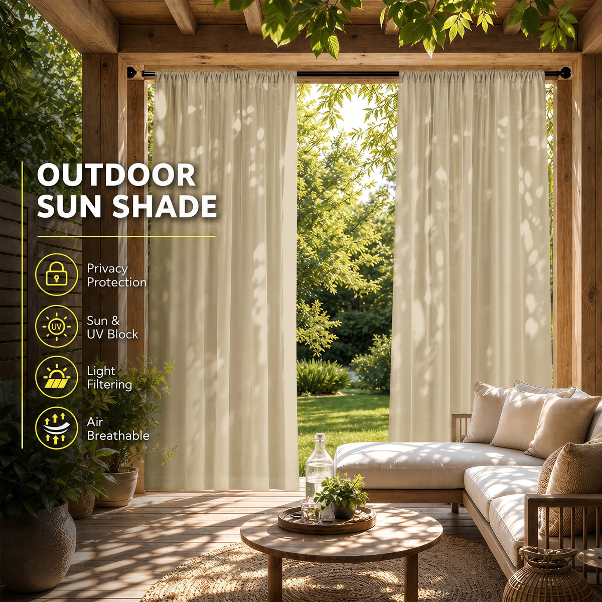 4-Pack Outdoor Patio Curtains – 54" × 84"