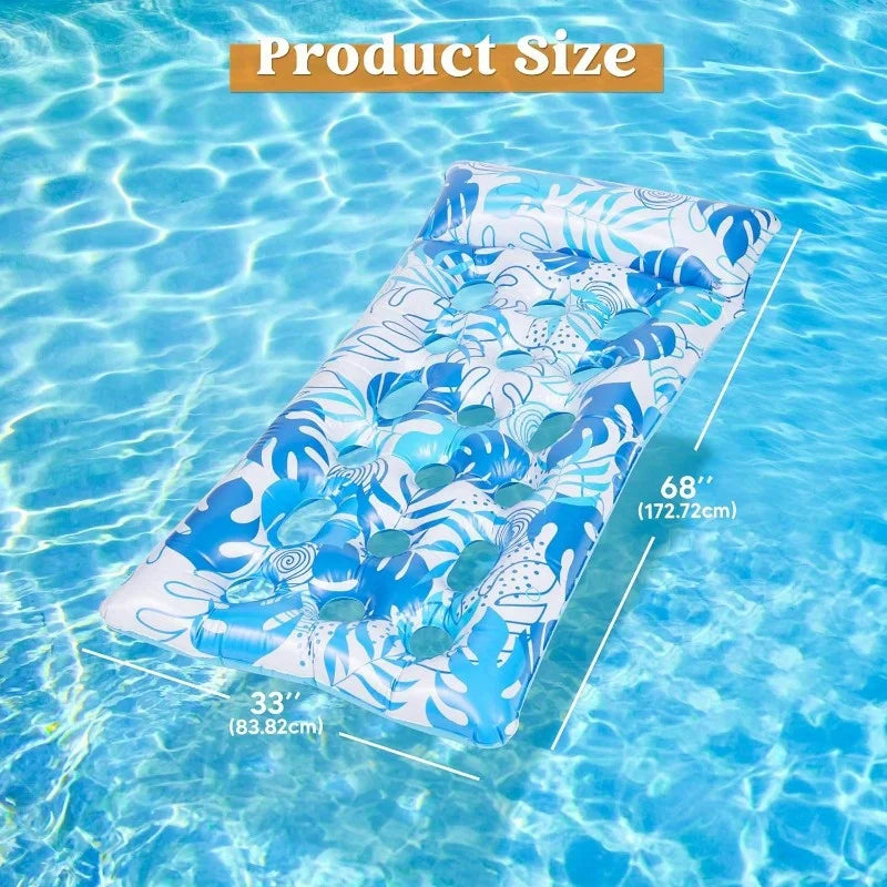 2-Pack Inflatable Pool Loungers with Headrests – Water-Flow Tanning Floats