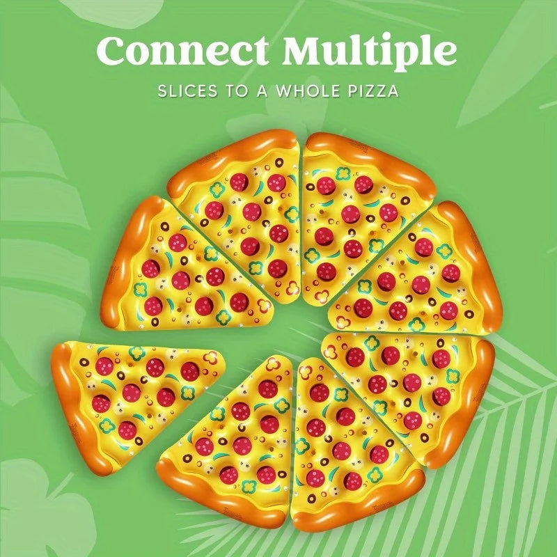 Giant Pizza Slice Inflatable Pool Float – 70.5" Pool Raft with Cup Holders & Connectors