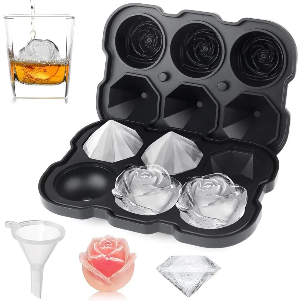 Rose & Diamond Large Cocktail Ice Mold with Lid