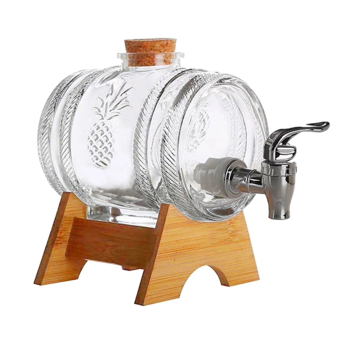 1L Glass Barrel Beverage & Spirits Dispenser with Tap – Tabletop Drink Server