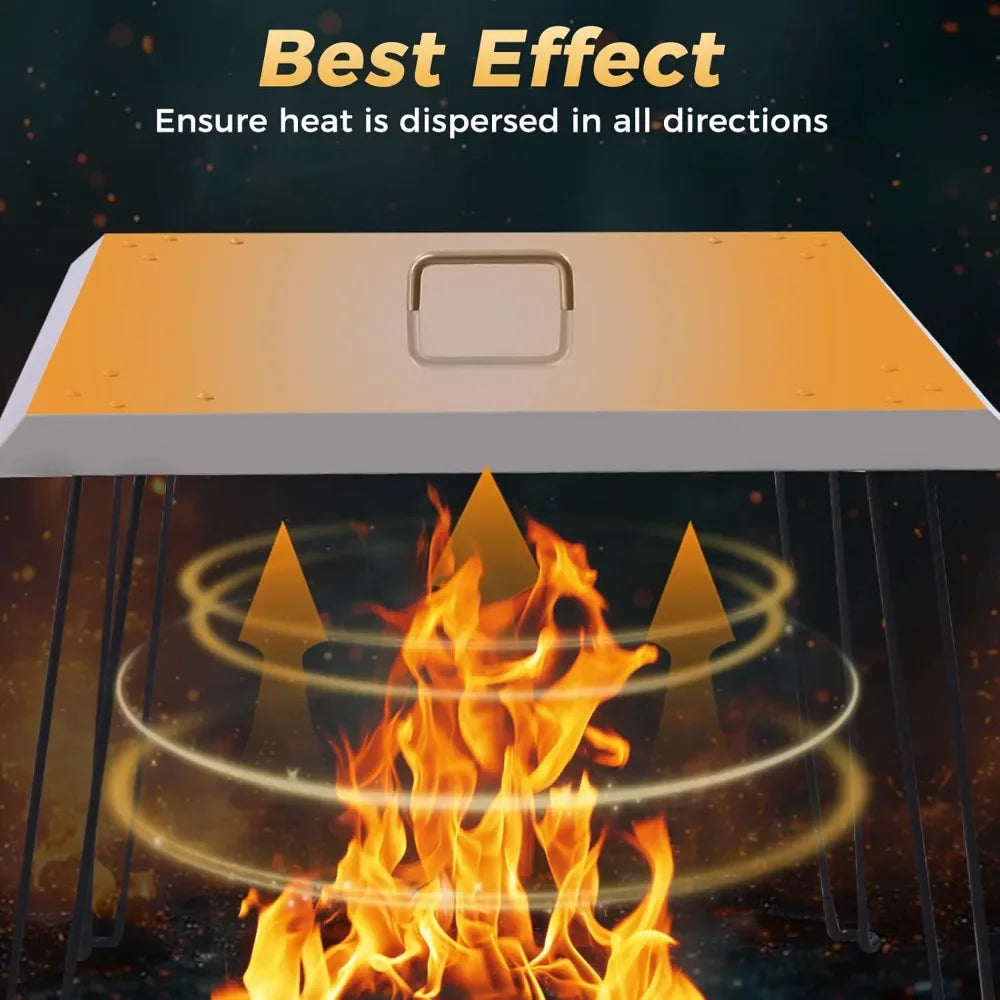 24" Stainless Steel Fire Pit Heat Deflector – Foldable Outdoor Heat Reflector