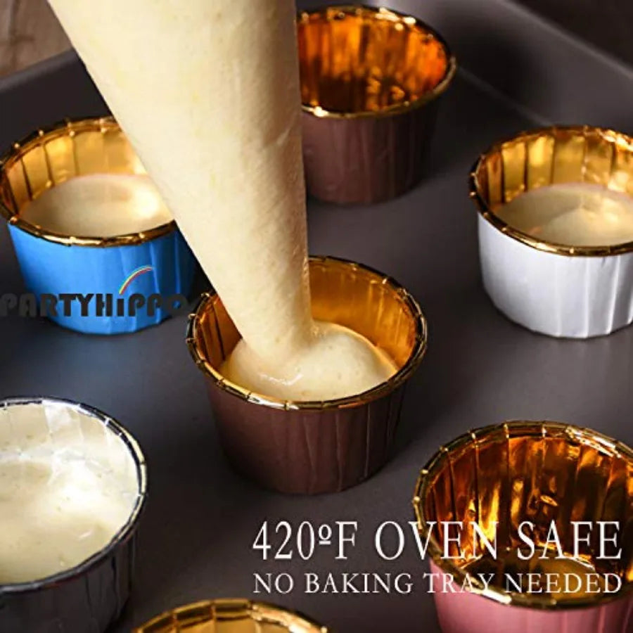 50-Pack 3.5 oz Disposable Aluminum Foil Baking Cups – Cupcake, Muffin & Mini Dessert Ramekins