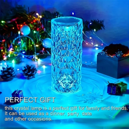 16-Color RGB Crystal Table Lamp – Rechargeable LED Ambient Party Light