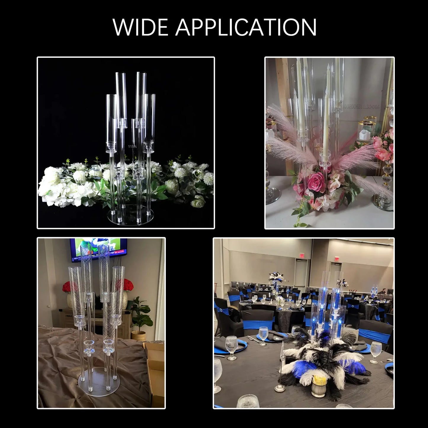 26.8" Clear 6-Arm LED Candelabras – 10 Piece Set