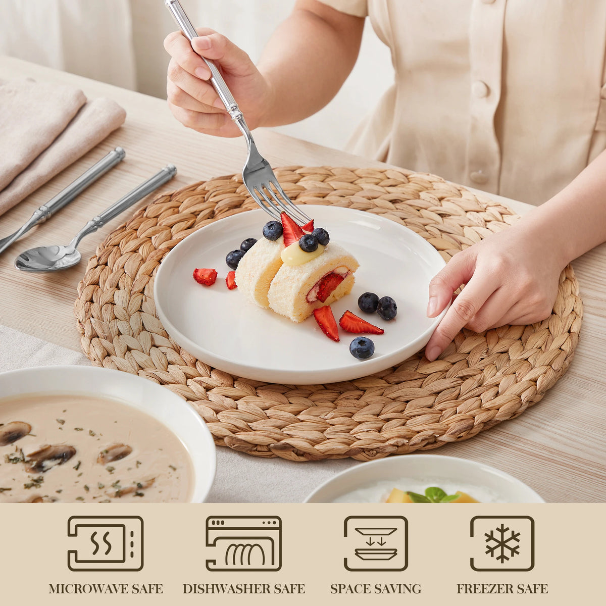 MALACASA White Porcelain Dinnerware Set – 12, 16, 18 or 24 Piece