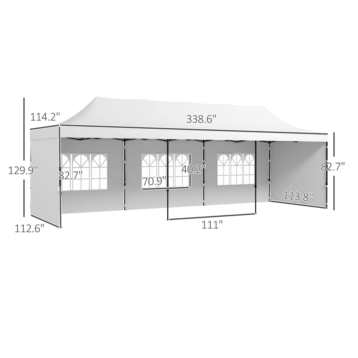 9.5 × 28FT Extra-Large Pop-Up Canopy Tent with Sidewalls, Windows & Adjustable Height
