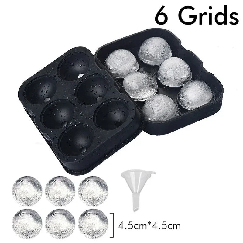 Large Silicone Sphere Cocktail Ice Molds – 4, 6 or 8-Cavity Cube & Sphere Trays for Whiskey & Bourbon