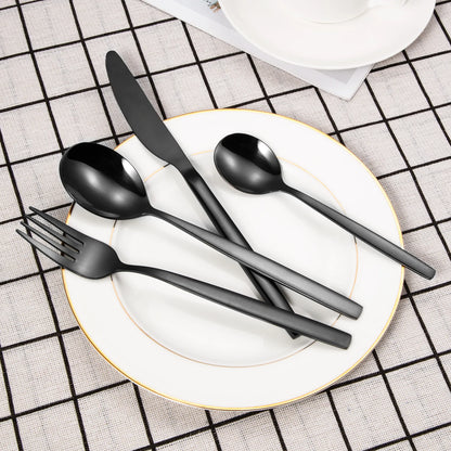 30-Piece Stainless Steel Flatware Set – Service for 6, Black Gold or Silver