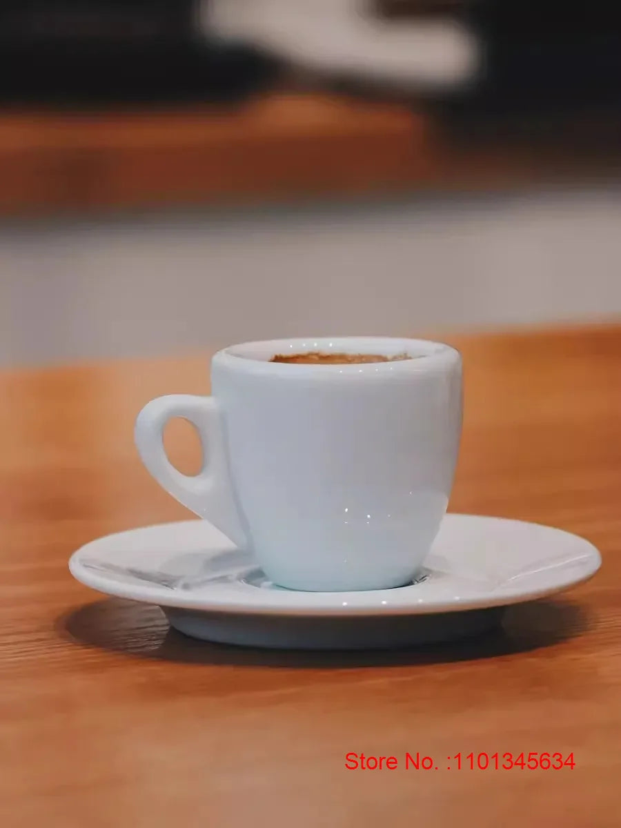 Professional Italian-Style White Porcelain Espresso Cup & Saucer 1.9 oz (55mL)