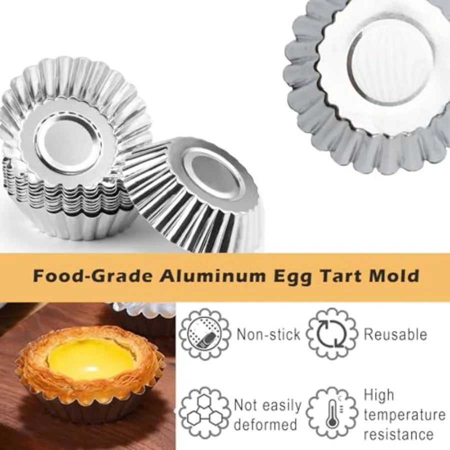 35-Piece Mini Tart Pan Set – 2.75" Reusable Aluminum Tartlet, Mini Pie & Quiche Molds