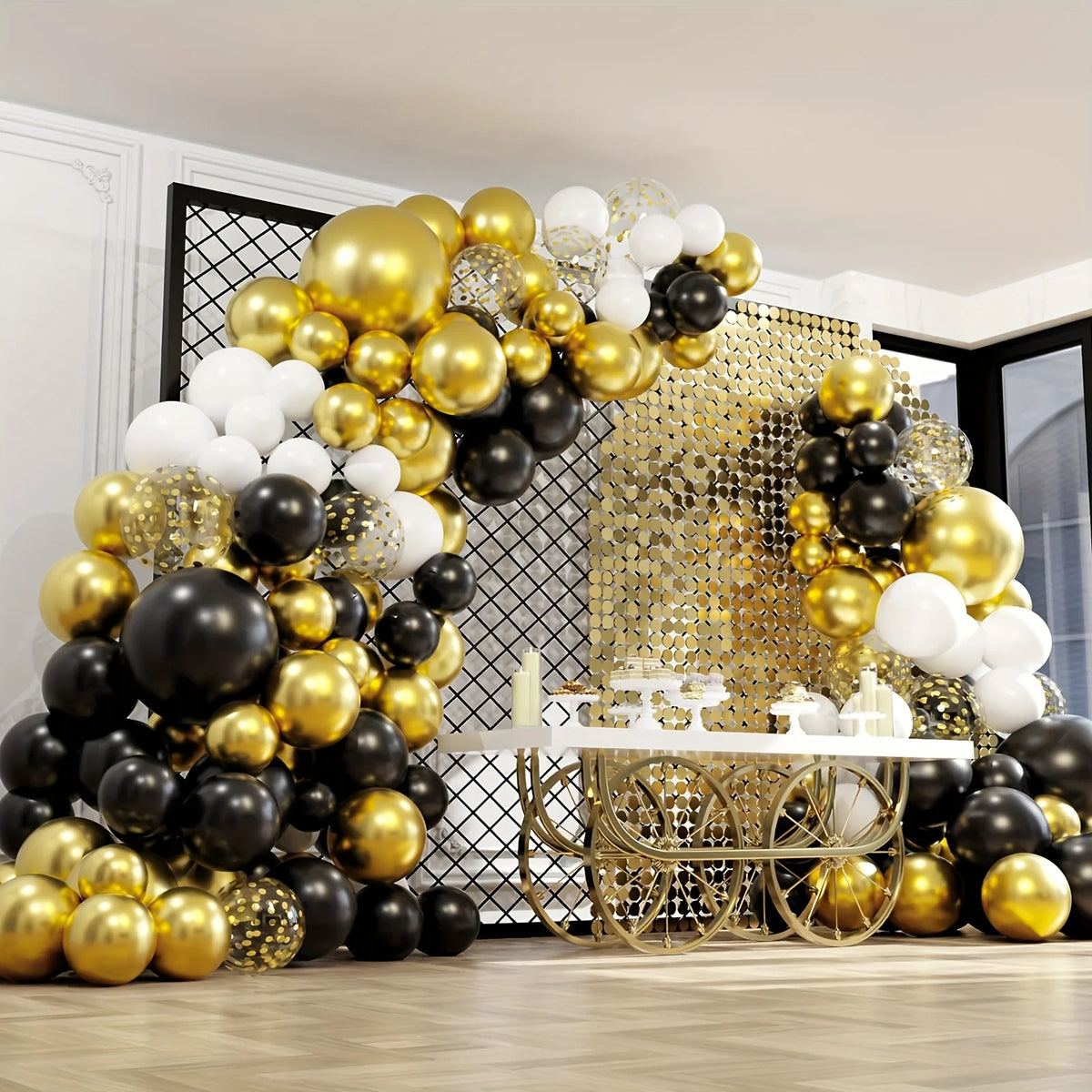 Luxury Black & Gold Balloon Garland Arch Kit – 183-Piece Party Celebration Décor