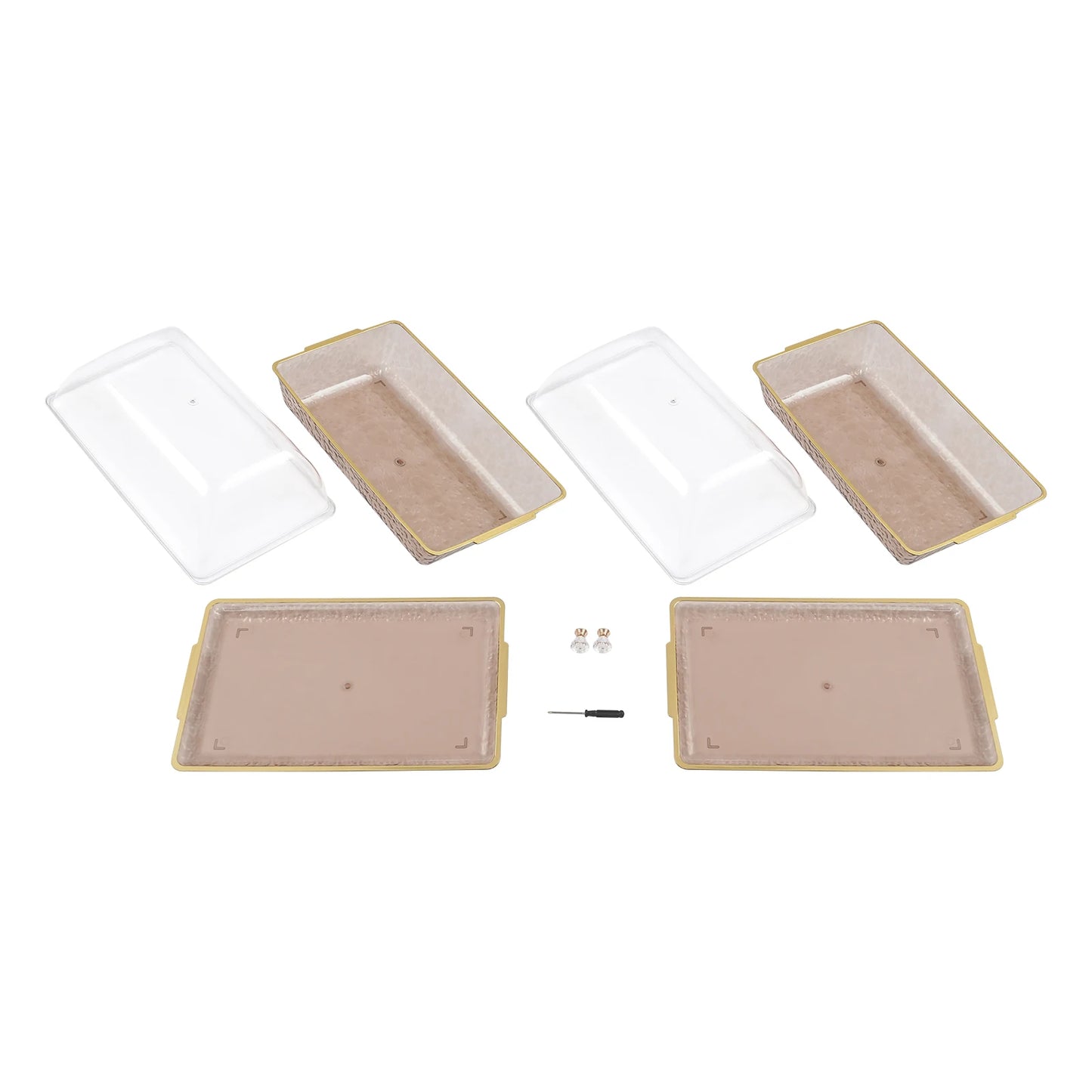 Chilled Serving Trays with Lids & Ice Basins Set, 2-pack