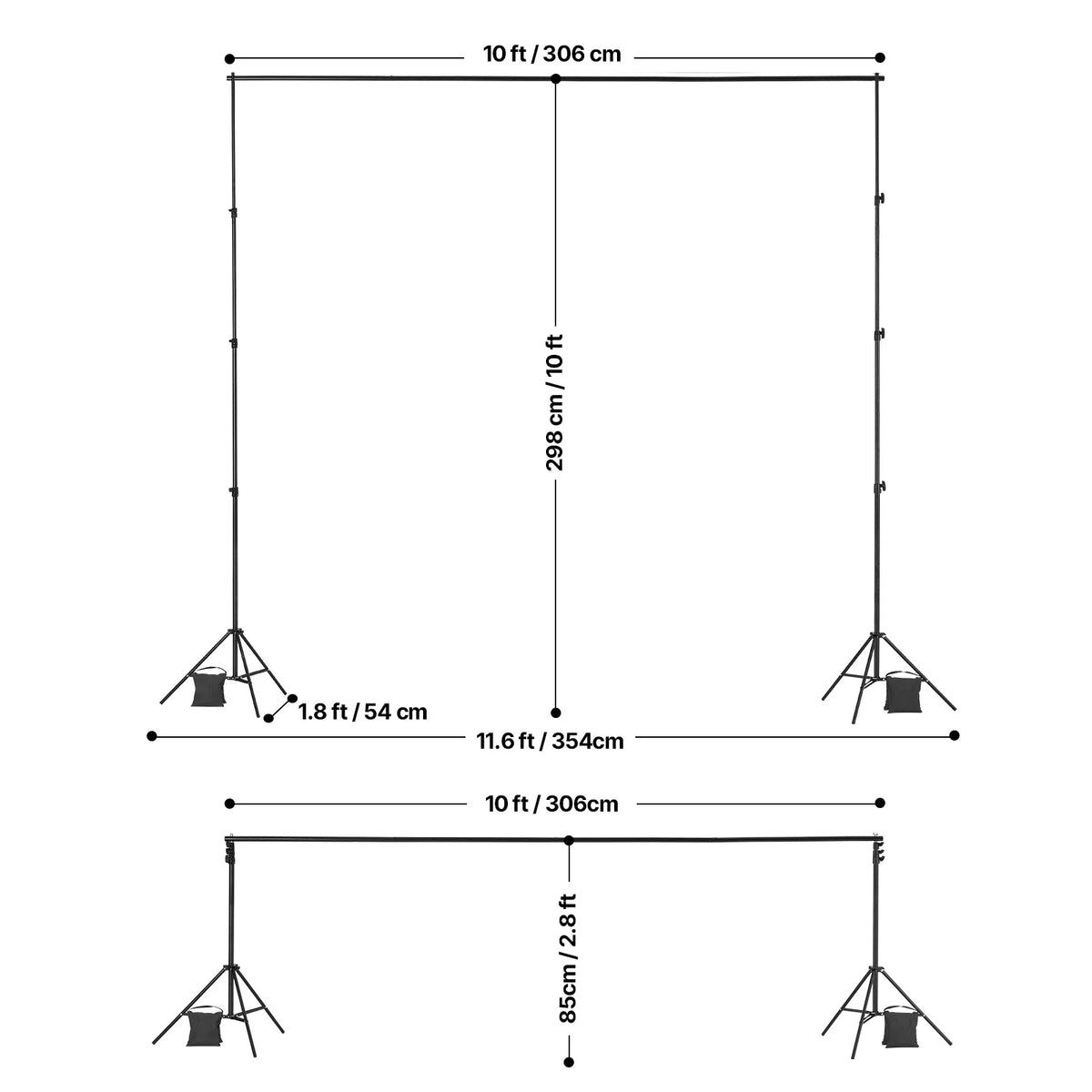 Adjustable 10 ft Backdrop & Projector Screen Stand – Heavy-Duty Event, Party & Photo Frame