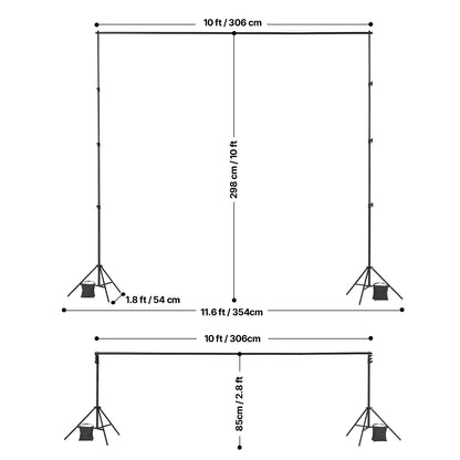 Adjustable 10 ft Backdrop & Projector Screen Stand – Heavy-Duty Event, Party & Photo Frame