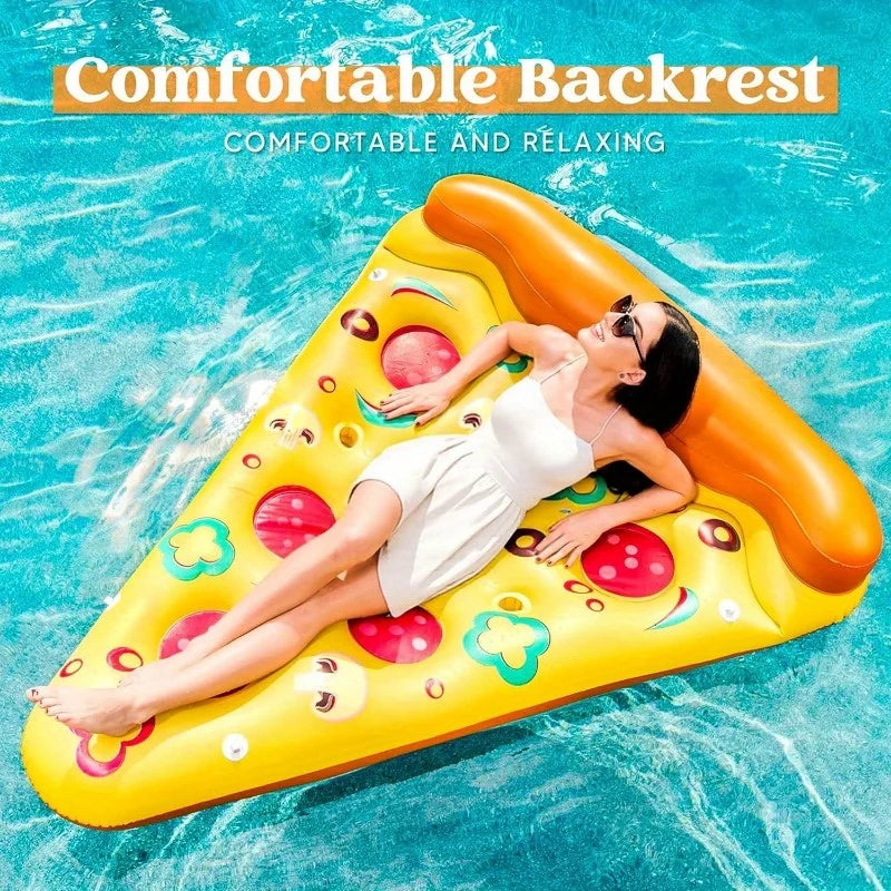 Giant Pizza Slice Inflatable Pool Float – 70.5" Pool Raft with Cup Holders & Connectors