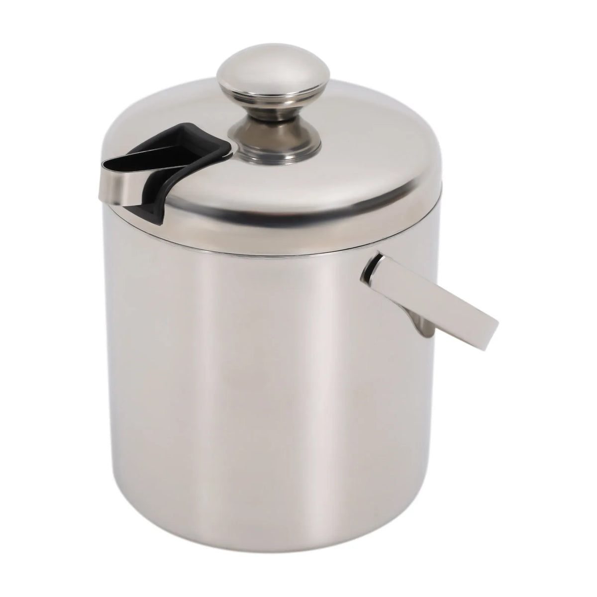 Double-Wall Stainless Steel Ice Bucket with Tongs & Strainer – 1.3L